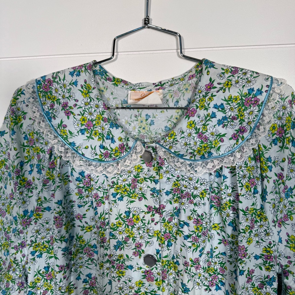 Vtg Sears women’s floral house coat dress button up Side Pocket guesstimate 16 - Picture 5 of 12